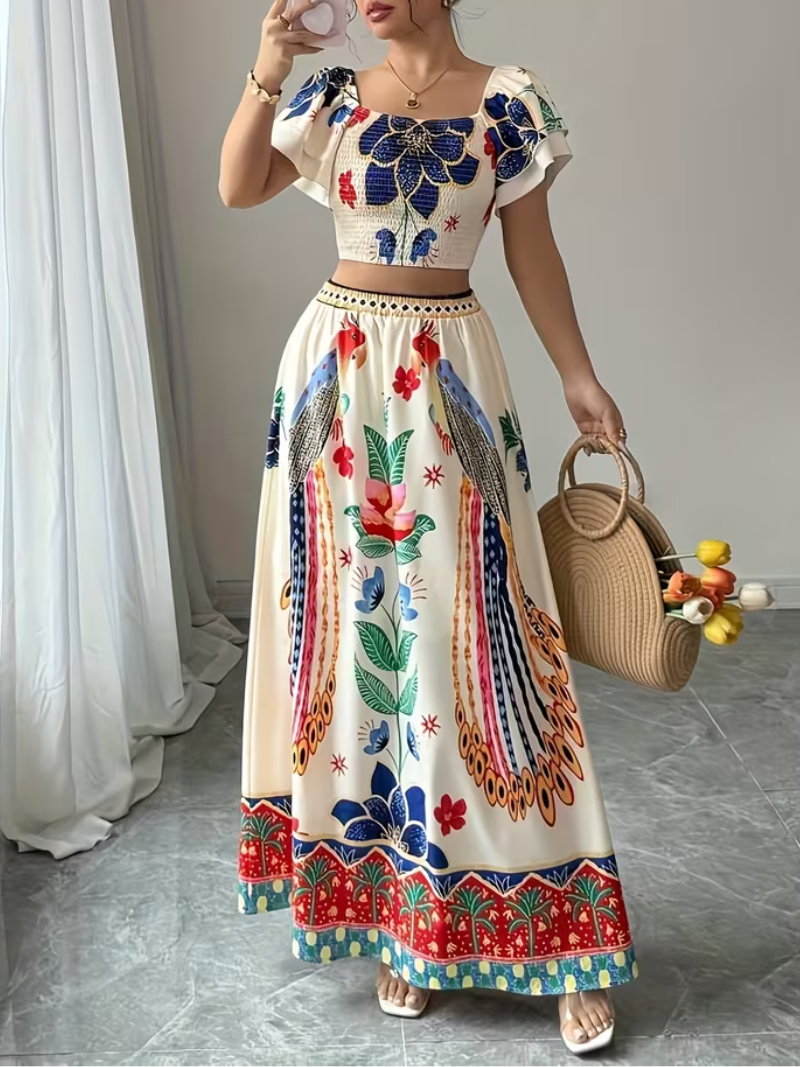 Elara Women’s Floral 2-Piece Maxi Skirt