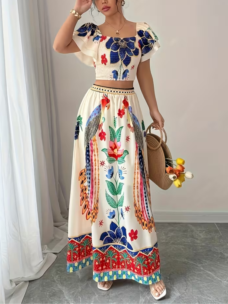 Elara Women’s Floral 2-Piece Maxi Skirt