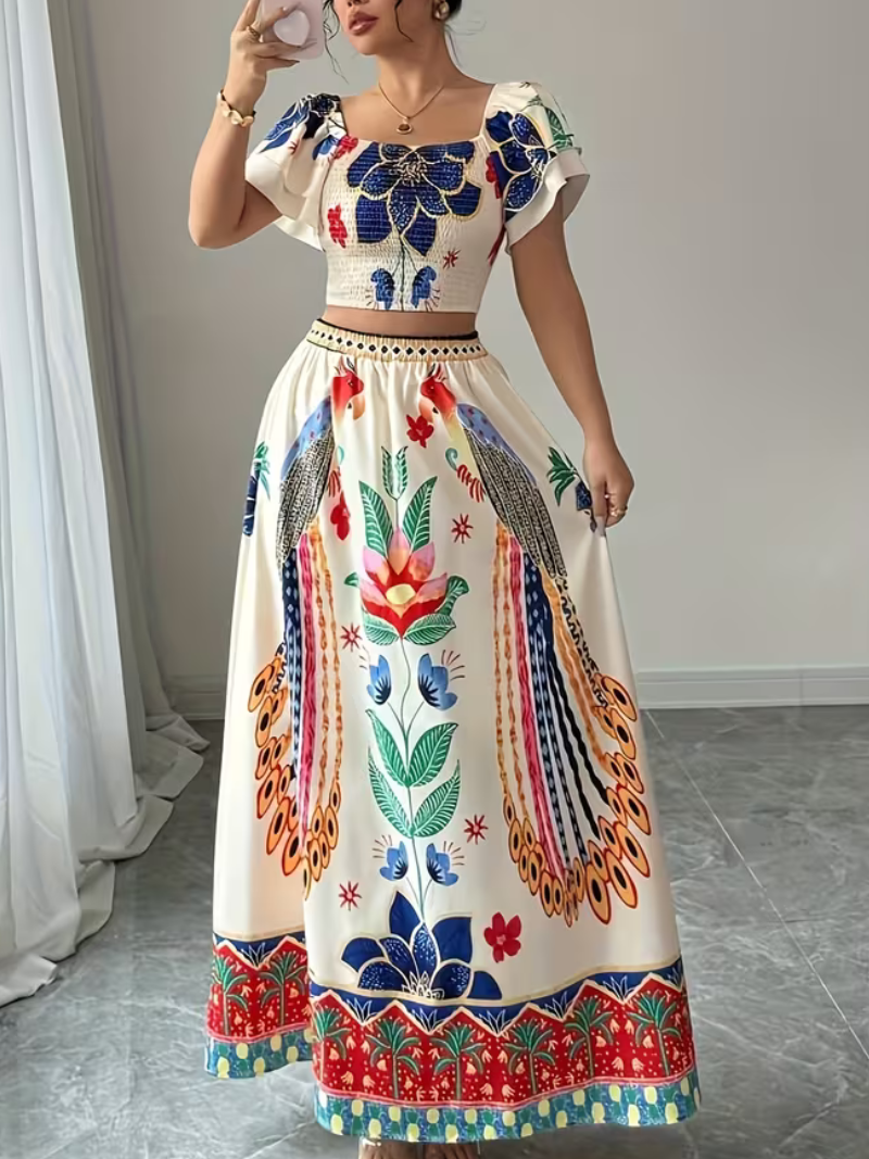 Elara Women’s Floral 2-Piece Maxi Skirt