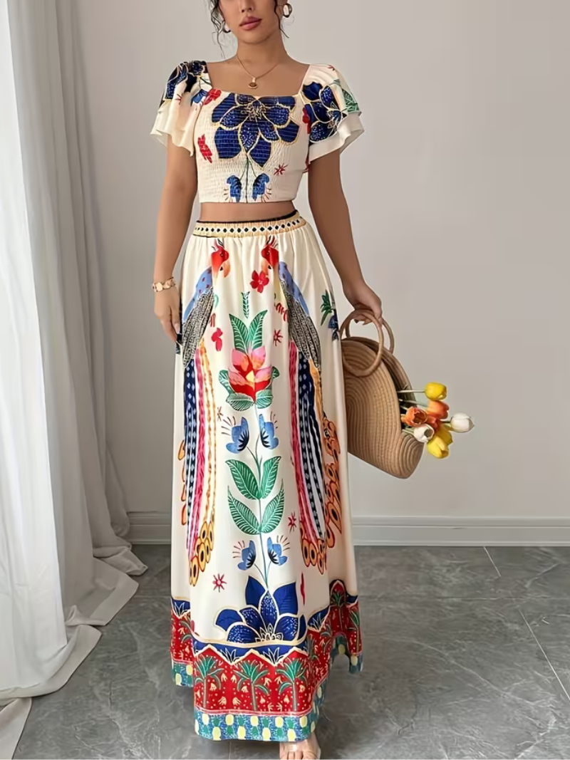 Elara Women’s Floral 2-Piece Maxi Skirt