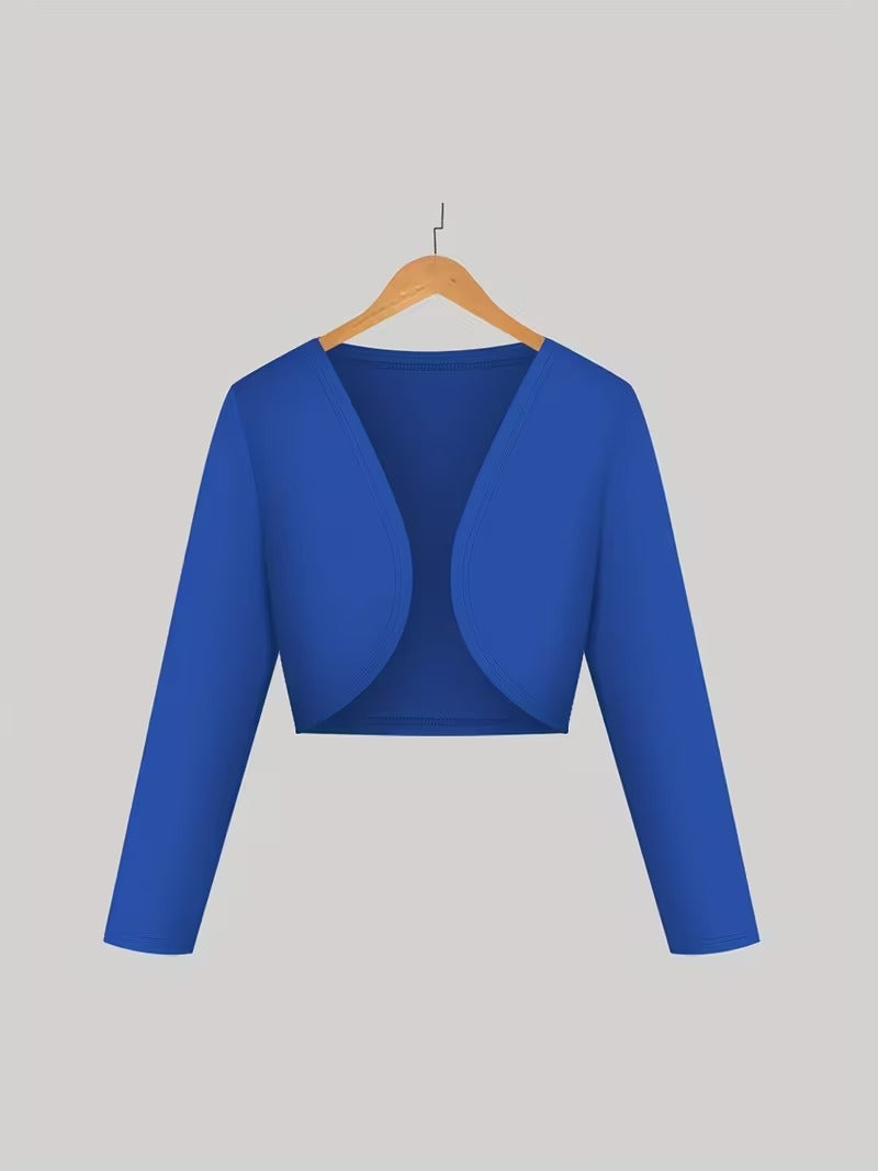 Elara Elegant 2-Piece Women’s Royal Blue Cardigan Jacket & Floral Suspender Dress Set