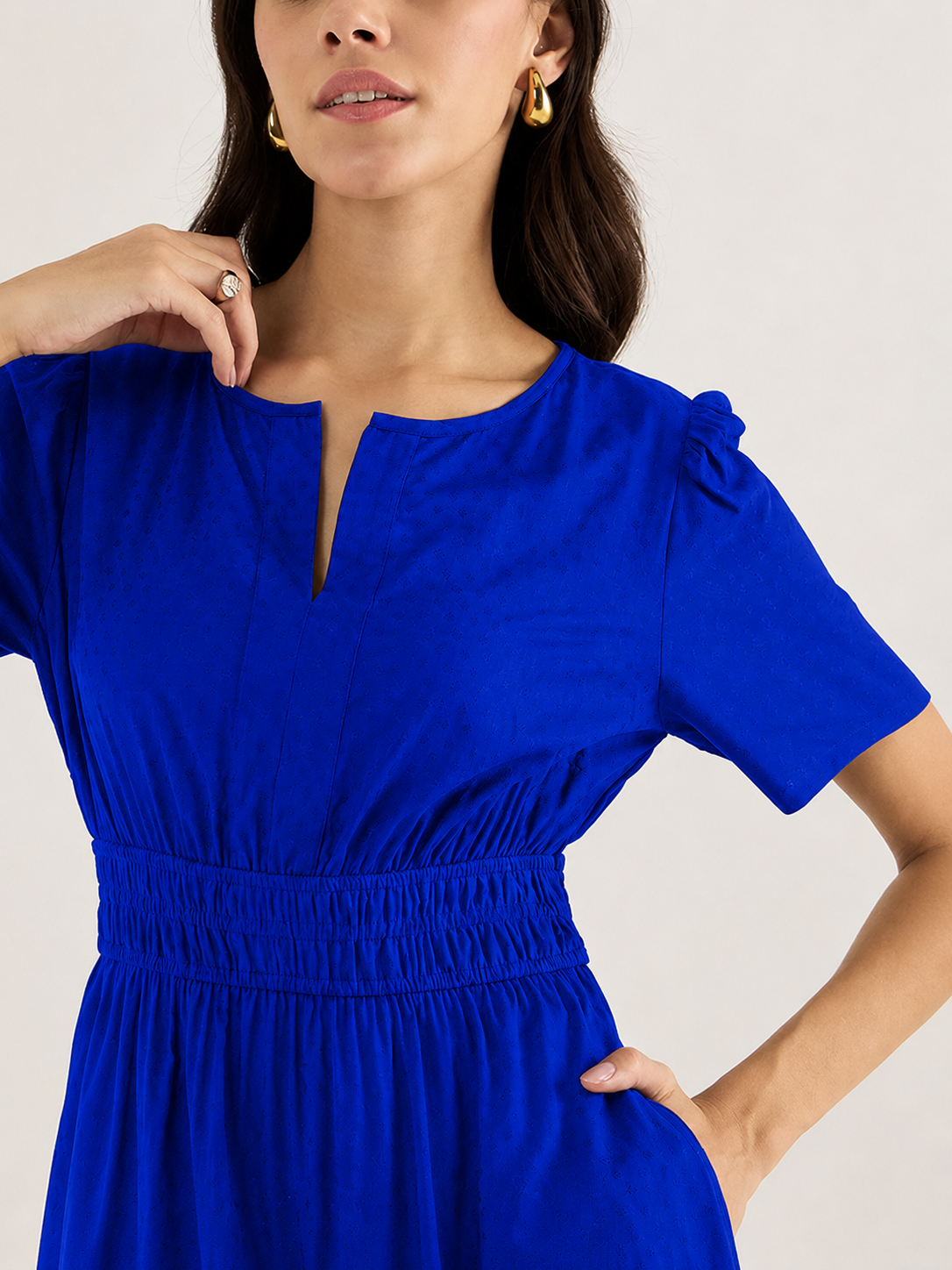 Aurelia Royal Blue Tiered Flare Midi Dress