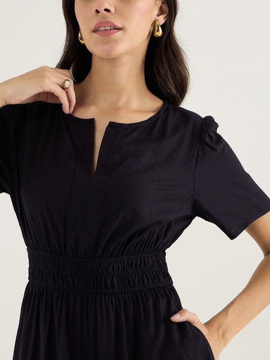 Aurelia Classic Black Tiered Flare Midi Dress